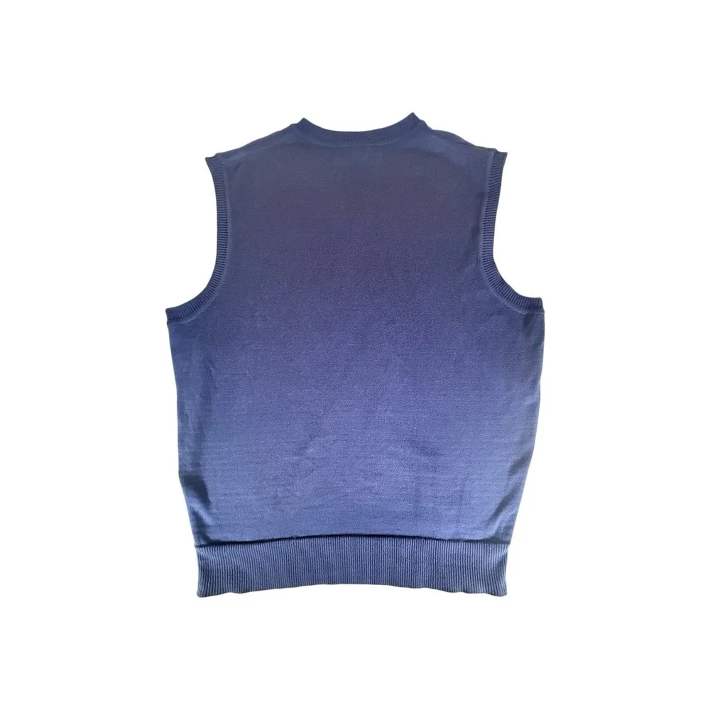 Brooks Brothers Vest Adult Medium Navy Blue Pullover V Neck 100% Cotton Mens